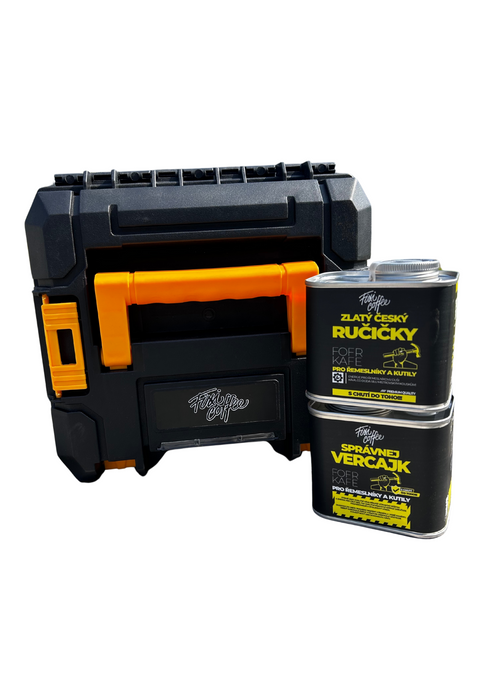 Fofrkafe – Mistr v oboru – dárková sada s cestovním kufříkem (2x150 g)