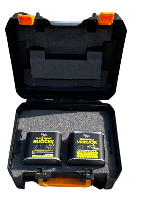 Fofrkafe – Mistr v oboru – dárková sada s cestovním kufříkem (2x150 g)