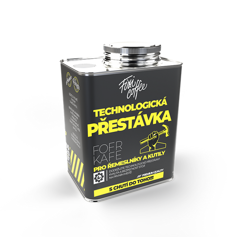 Plechový kanystr s dárkovou kávou Technologická přestávka Fixi Coffee