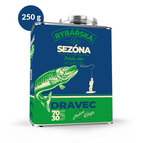 Plechový kanystr s dárkovou kávou Rybářská - Dravec Fixi Coffee