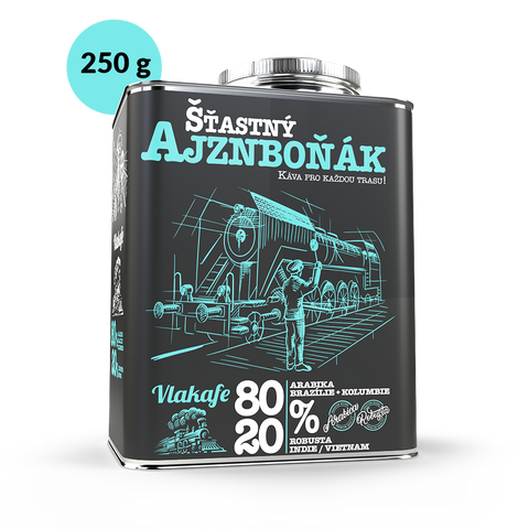 Plechový kanystr s dárkovou kávou Vlakafe - Šťastný Ajznboňák Fixi Coffee