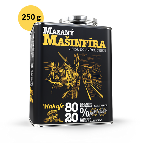 Plechový kanystr s dárkovou kávou Vlakafe - Mazaný Mašinfíra Fixi Coffee