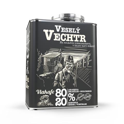 Plechový kanystr s dárkovou kávou Vlakafe - Veselý Vechtr Fixi Coffee