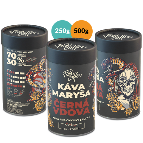 Fixi Coffee Maryša - Černá vdova - směs výběrové kávy v dárkové dóze